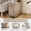  Table de bout Farmhouse avec station de charge - Table d'appoint étroite et table de chevet avec tiroir, armoire de rangement et tablette réglable, gris-2127981600
