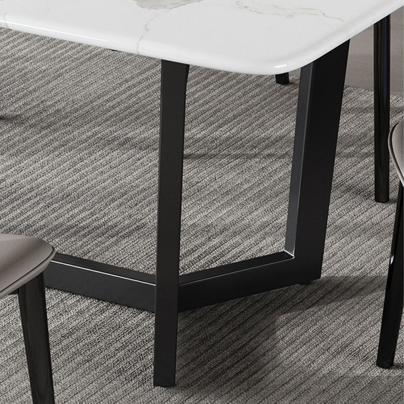 Marquila Stone Top Dining Table, 29.5"H x 70.8"L x 35.4"W, White