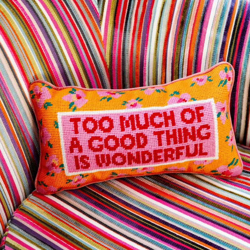 Colorful Floral Embroidered Rectangular Accent Pillow