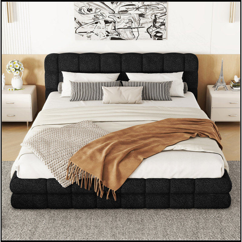 Grand lit plateforme tapissier Modern