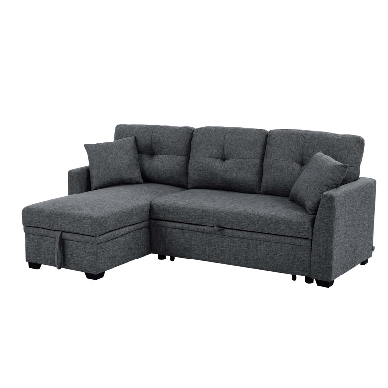 Modular Sleeper Sectional Sofa With Storage, Gray Fabric