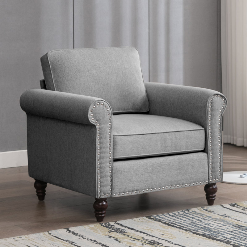 Upholstered 30.7'' Sofa, Light Gray Linen Blend