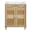 Meuble-lavabo de 30 pouces - Portes en rotin tissé à la main, pieds en bois massif et lavabo en résine résistant aux chocs, conception peu encombrante avec portes à fermeture en douceur pour les petites et moyennes salles de bain
