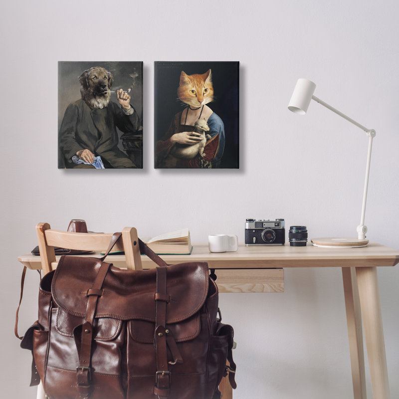  Historical Painting Animals 2 PC Canvas Wall Art Set by Alicia Longley, H 20 po x l 16 po