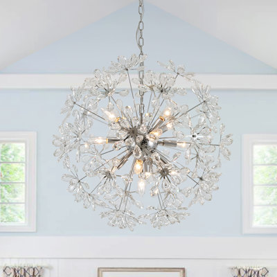 13 - Light Large Dandelion Floral Round Crystal Firework Chandelier