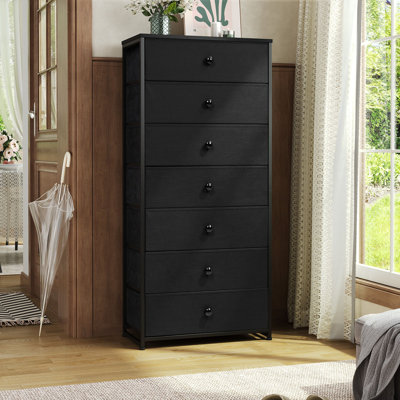 Commode 7 tiroirs l 23,2 po, noir