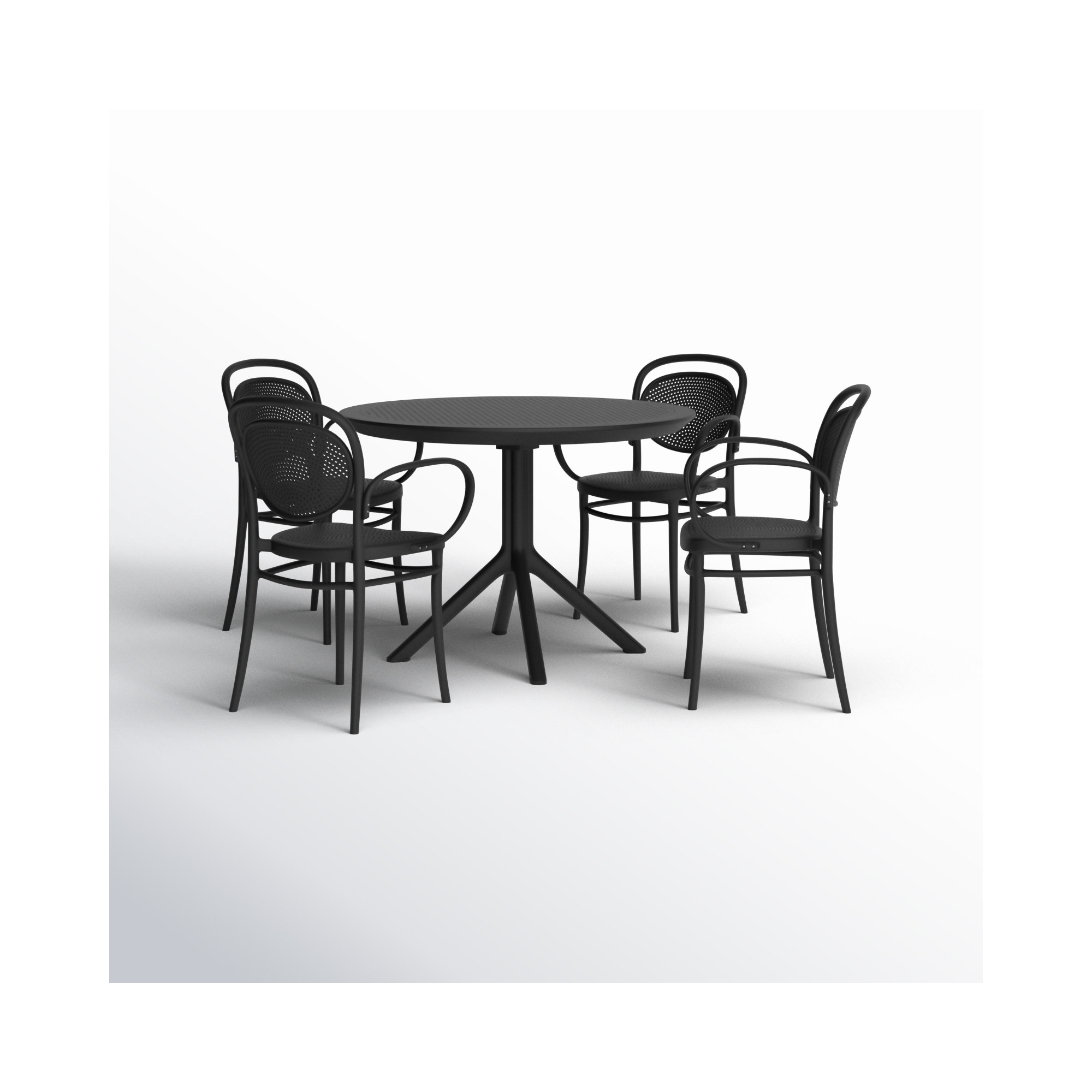 Farrah Marcel Armchair 5 Person Dining Set, Black