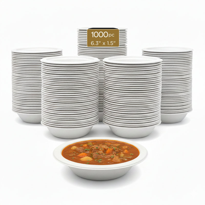Bol à bagasse (sans PFAS), blanc, 6,3 po, paquet de 1000
