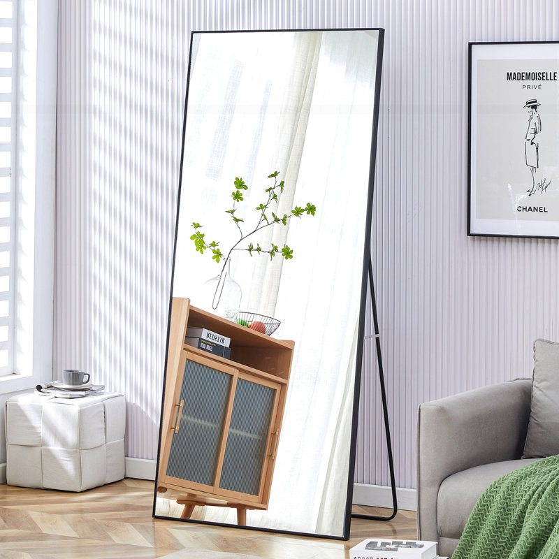 Fourth generation solid wood frame full-length mirror, Black
