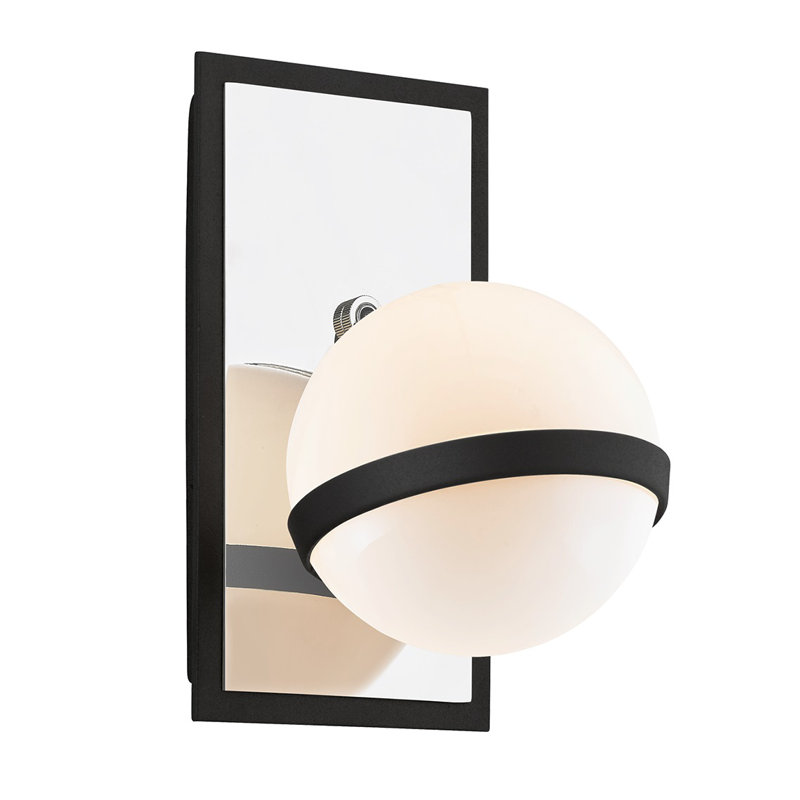 Applique murale 1 lumière Maily, Noir carbure / nickel poli