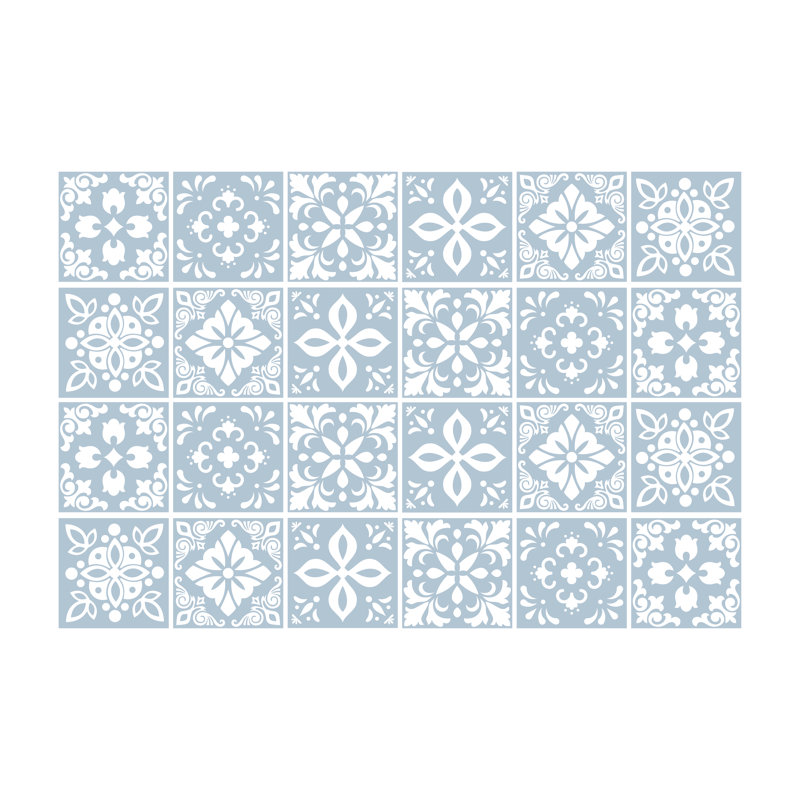 Carreau de mosaïque pelez et collez en PVC 35 po x 24 po, Bleu/Gris