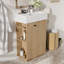 Meuble-lavabo autoportant moderne avec lavabo en céramique, armoire à grain de bois et rangement ouvert / fermé pour petits espaces-1231086510-1231086499
