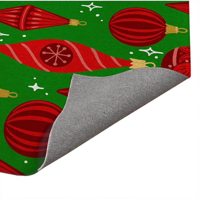 Tapis de cuisine à profil bas Ornaments, Vert, Rectangle 5 pi x 7 pi