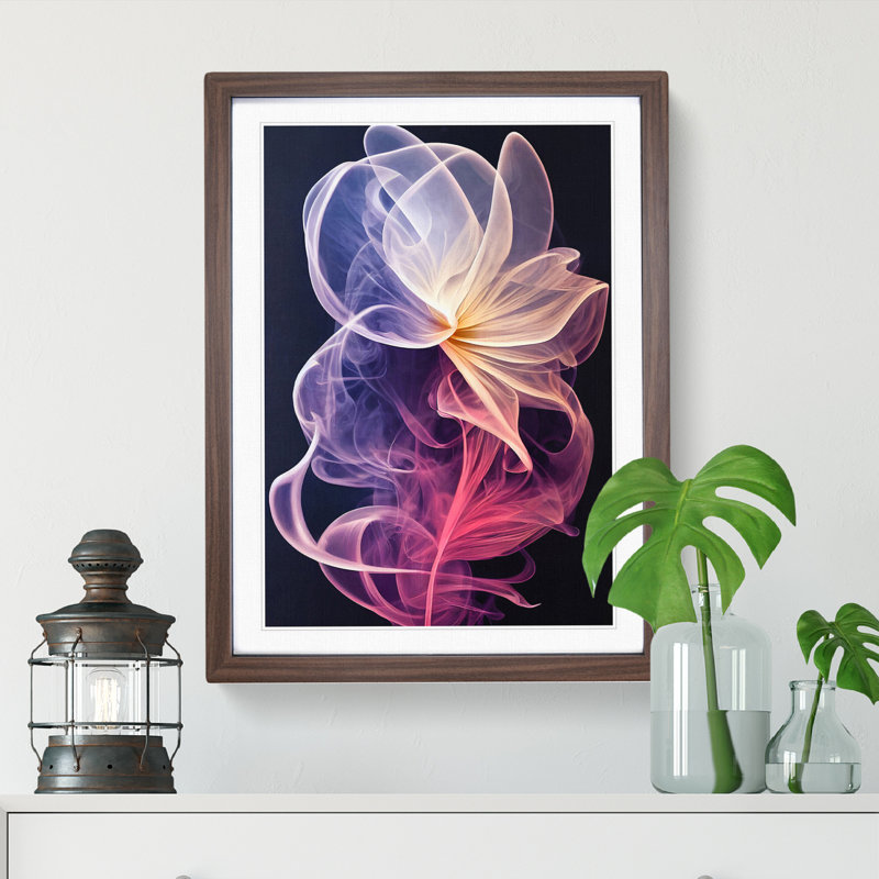 Flower Abstract No.2 - Wall Art, 34cm H x 25cm W x 2cm D, Walnut Framed
