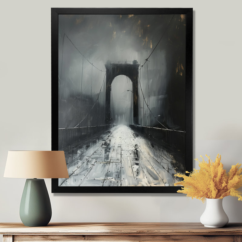 Impression sur toile grise et blanche monochromes, H 20 po x l 12 po x P 1 po, Toile encadrée noire simple