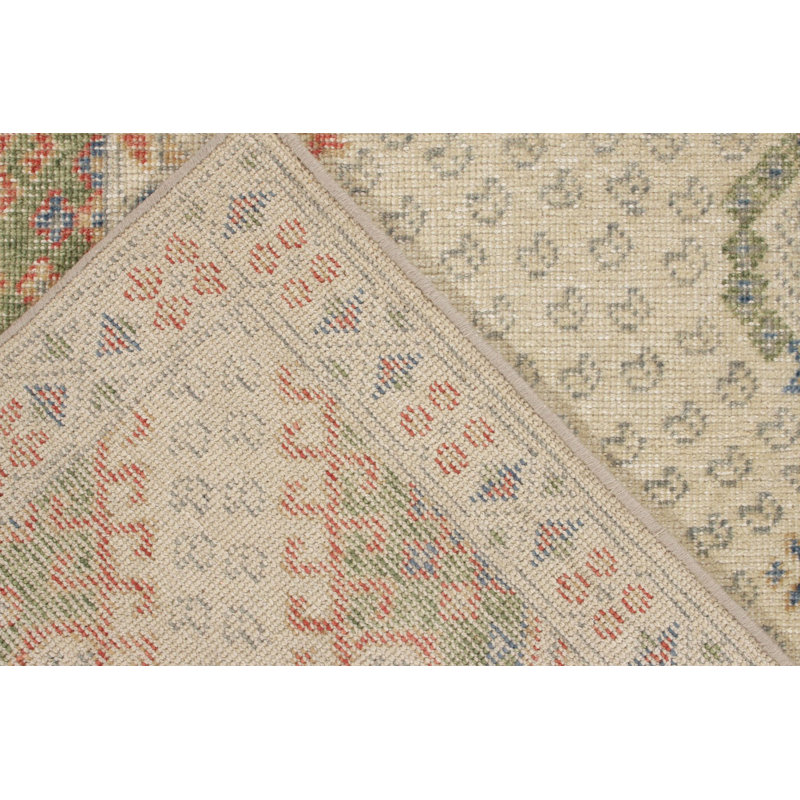 Distressed Homage Hand Knotted Wool Geometric Area Rug, Rectangle 5' x 7'