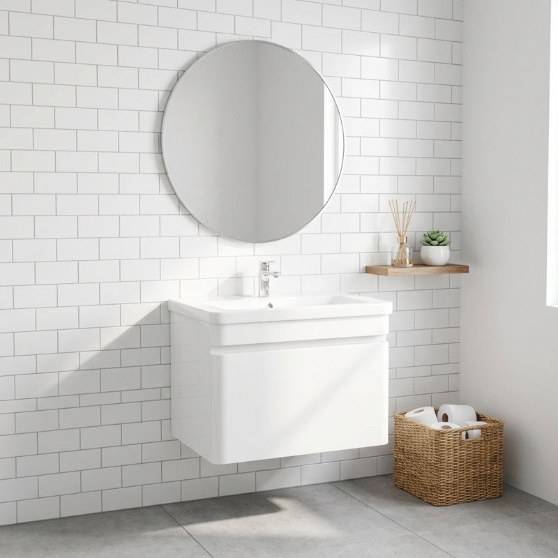 Grand miroir mural rond en métal argenté avec un design incassable pour une décoration moderne