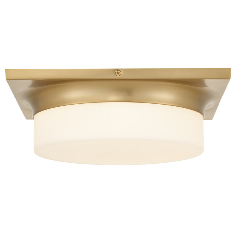 Plafonnier encastré en laiton antique à DEL, Laiton antique, H 3,75 po x l 13 po x P 13 po