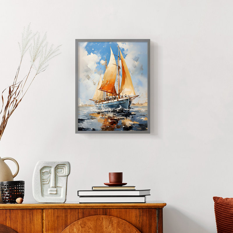 NAUTICAL Series CCGLII - Impression encadrée de qualité supérieure - Prêt à être accroché - Aucun clou requis, Gris