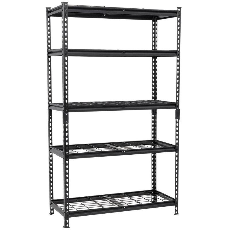 Étagères de rangement à 5 niveaux, étagères de garage robustes, étagères réglables, tablettes en acier, assemblage sans boulon, pour garage, remise, capacité de 2 250 lb, l 36 po x P 18 po x H 72 po, noir