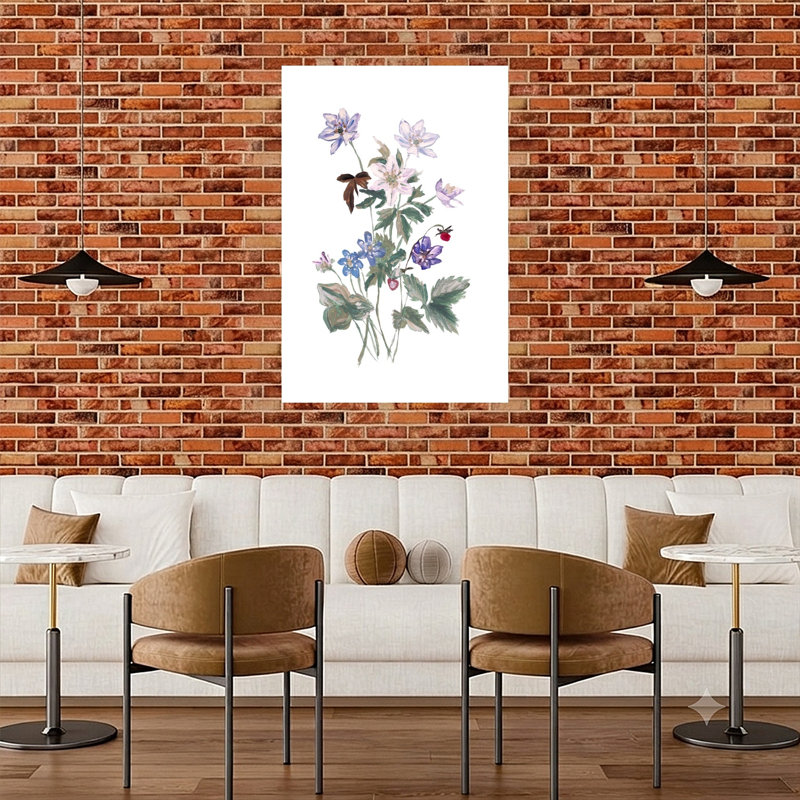 Fleur sauvage, aquarelle, bouquet, délicate fleur, art mural, 48" H x 32" W