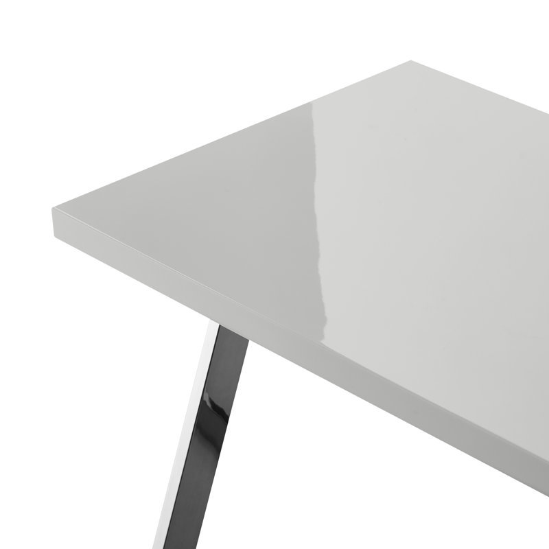 Bureau d'écriture avec plateau laqué Malana, Gris clair / chrome