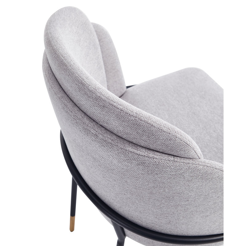 Flor Twill Weave Upholstered Metal Dining Chair in Weathered Gray, 1, Gray