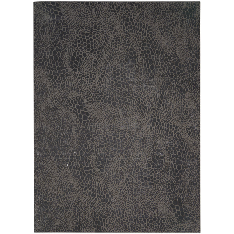 Orren Ellis Lurette Charcoal Silver Modern Indoor Rug, Rectangle 9' x 12'