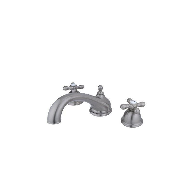 Double Handle Deck Mounted Roman Tub Faucet, Satin Nickel