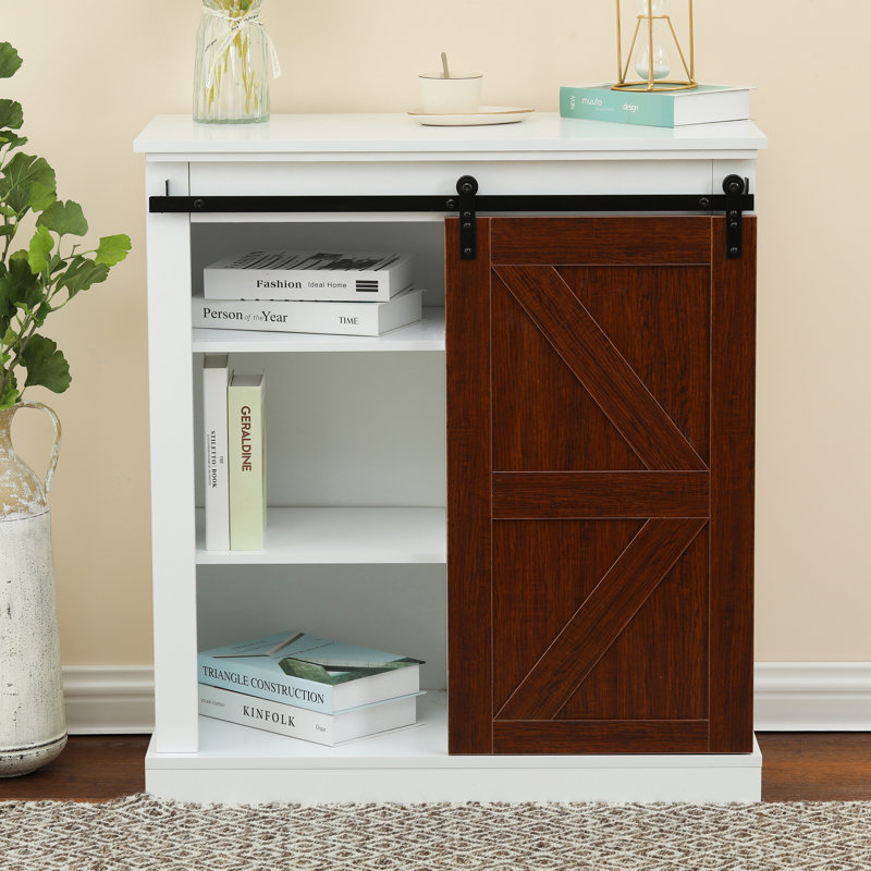 Armoire Mid-Century moderne de 34,4 po avec porte de grange coulissante Devell