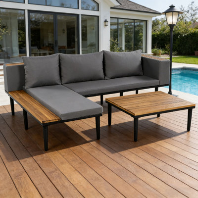 Ensemble de mobilier de patio avec coussins amovibles et table basse
