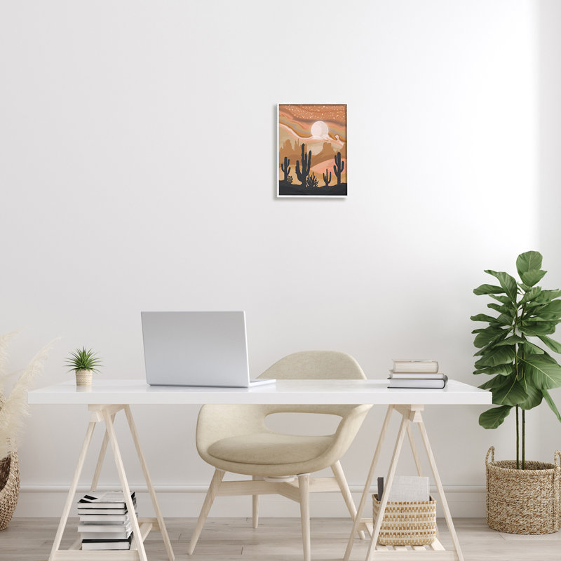 Paysage de tempête de sable Cactus Canyon, H 11 po x l 11 po x P 1,5 po, Giclée encadrée blanc bord de mer