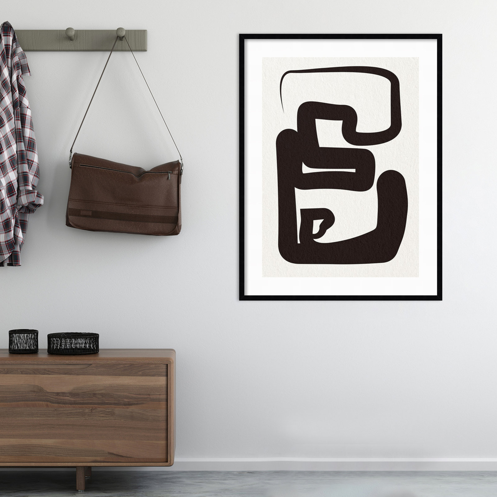 Oneliners-1 by Design Fabrikken, 42.12" H x 32.12" W x 0.88" D, Black Framed Paper
