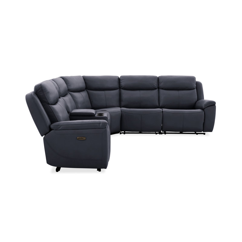 Canapé modulaire Dobson en cuir bleu Chesapeake