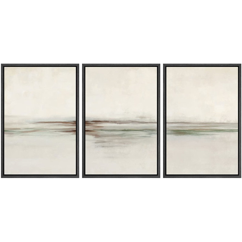 3 pièces, reproduction sur toile avec cadre flottant, Noir, H 24 po x l 48 po x P 1,5 po