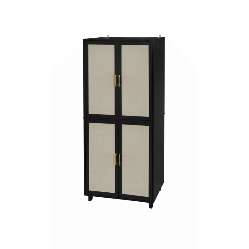 Armoire à 4 portes, avec 4 tablettes intérieures réglables, armoire de rangement, Noir, noir, noir, noir