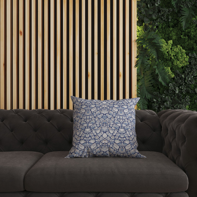 Coussin décoratif intérieur / extérieur Wildflower Lagoon Floral, H 20 po x l 20 po, Bleu / Argent