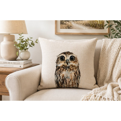 House of Avana Watercolor Owl Print Cushion Cover