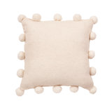 Hand Felted Wool Christmas Pillow Cover - Cream Pom Poms on Red - 20"