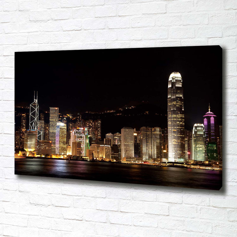 Hong Kong By Night - Wrapped Canvas Print