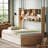 Andriena Full-size multifunctional bed with four storage drawers and  bookshelf, suitable for one person, in natural color