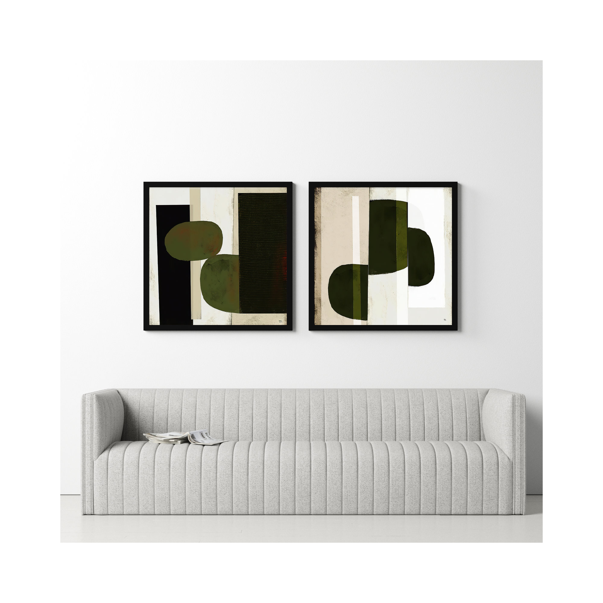 Collage by StudioM, 44" H x 88" W, White