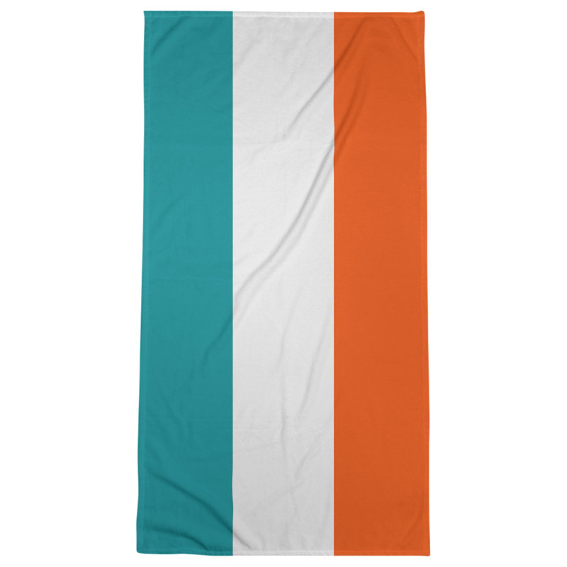 Bath Towel, Aqua/Off White/Orange