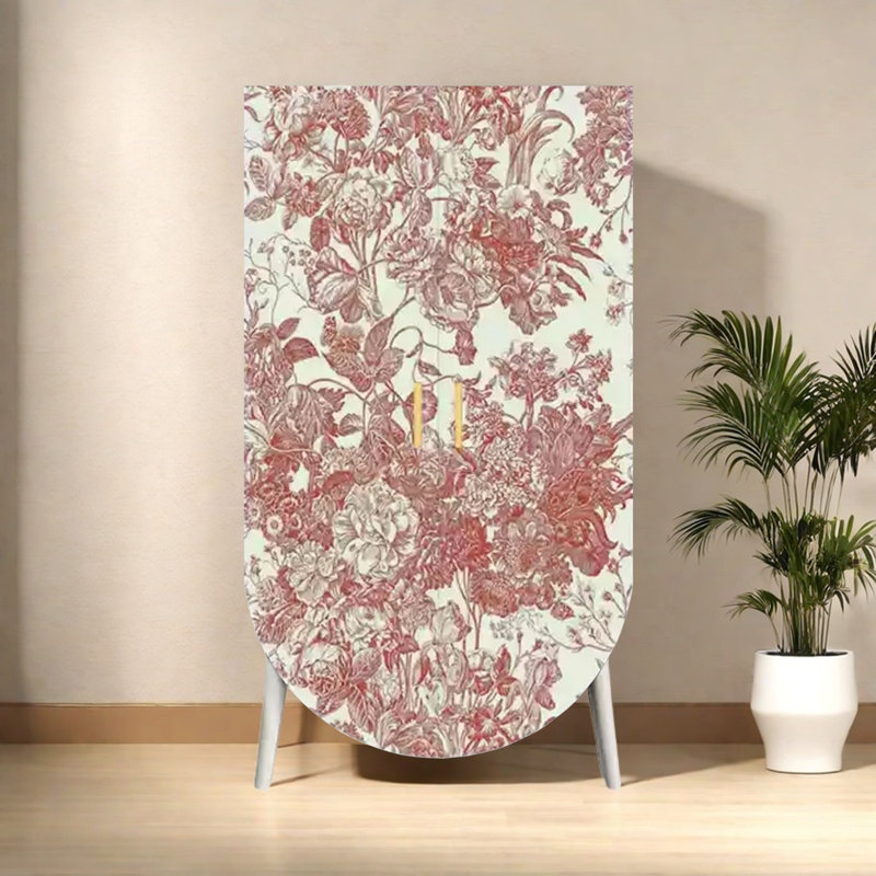 Armoire de rangement moderne à deux portes, Rouge / blanc ivoire