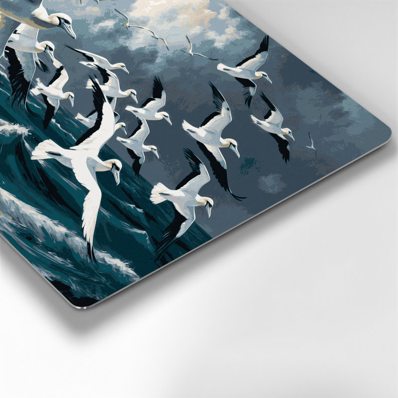 Oiseaux, art mural gris en métal, H 132 po x l 168 po x P 0,05 po