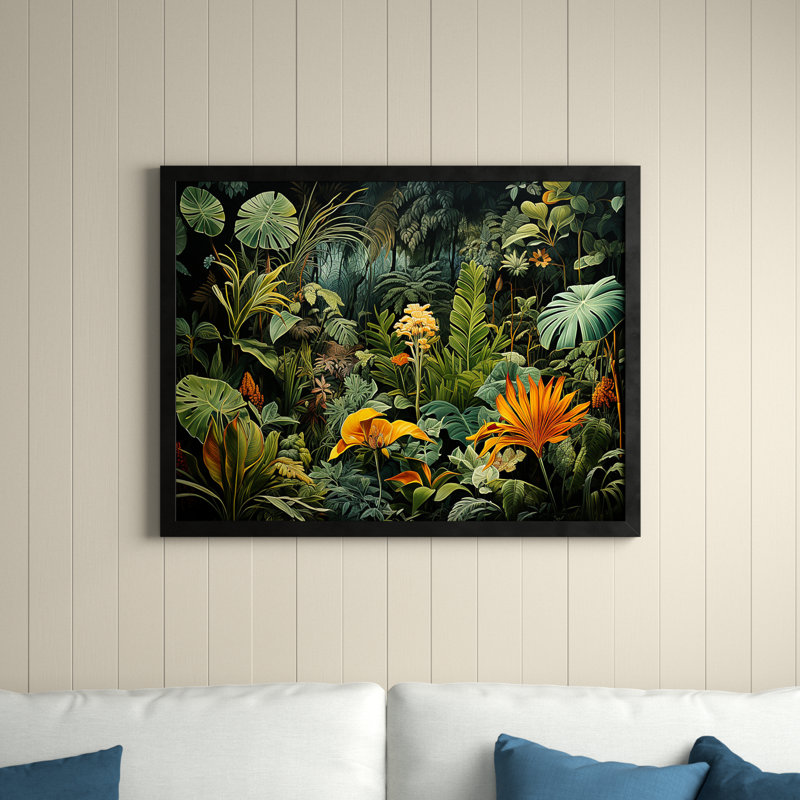 Sounds of the Jungle I - Jungle, art mural encadré, H 34 po x l 44 po x P 1,5 po, Cadre simple noir