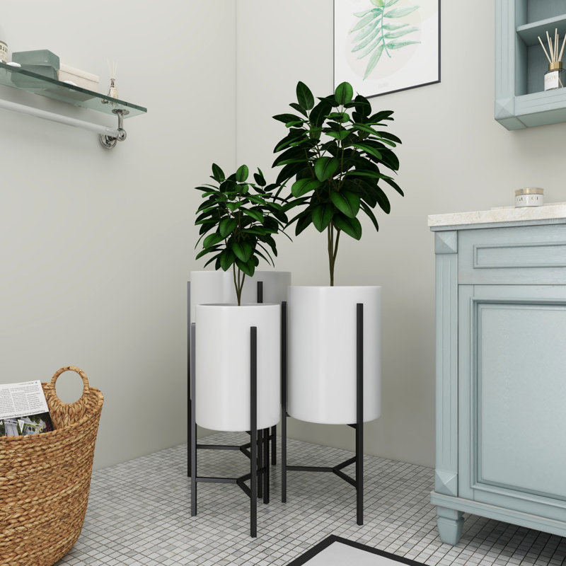 Metal Planter, White