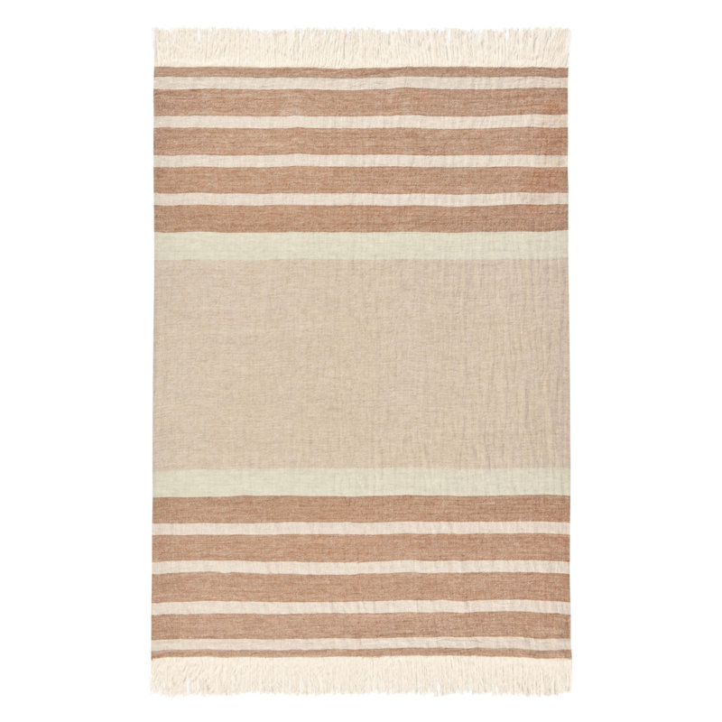 Crawford Hand Woven Throw Blanket, Brown Linen Striped