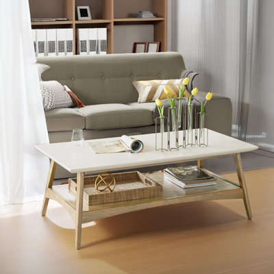 48" Mid-Century Coffee Table – Two-Tone Design for Living Room