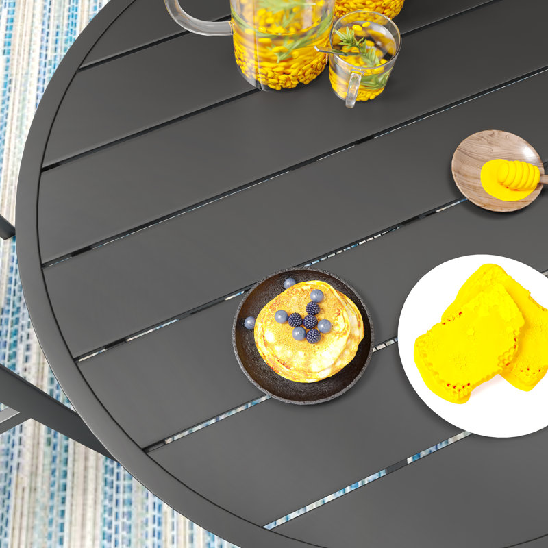 Rares 2 - Person Patio Dining Set with Round Table, Black